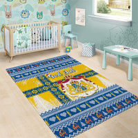 Sweden Christmas Area Rug Coat Of Arms - Scandinavian Pattern - Wonder Print Shop