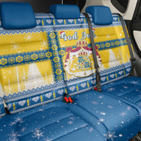 Sweden Christmas Back Car Seat Cover Coat Of Arms - Scandinavian Pattern - Wonder Print Shop