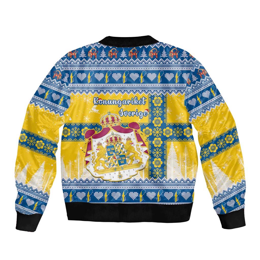 Sweden Christmas Bomber Jacket Coat Of Arms - Scandinavian Pattern - Wonder Print Shop
