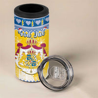 Sweden Christmas 4 in 1 Can Cooler Tumbler Coat Of Arms - Scandinavian Pattern - Wonder Print Shop