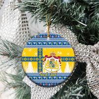Sweden Christmas Ceramic Ornament Coat Of Arms - Scandinavian Pattern - Wonder Print Shop