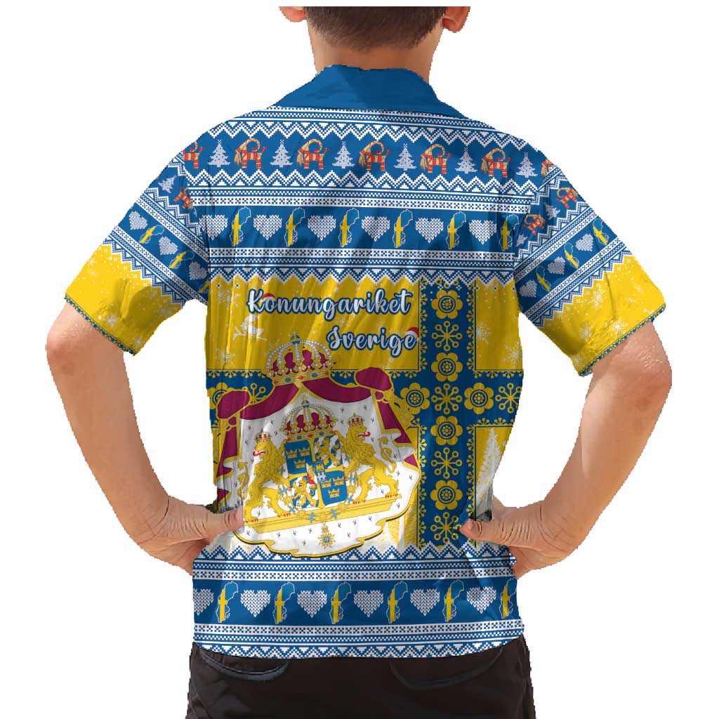 Sweden Christmas Family Matching Mermaid Dress and Hawaiian Shirt Coat Of Arms - Scandinavian Pattern - Wonder Print Shop