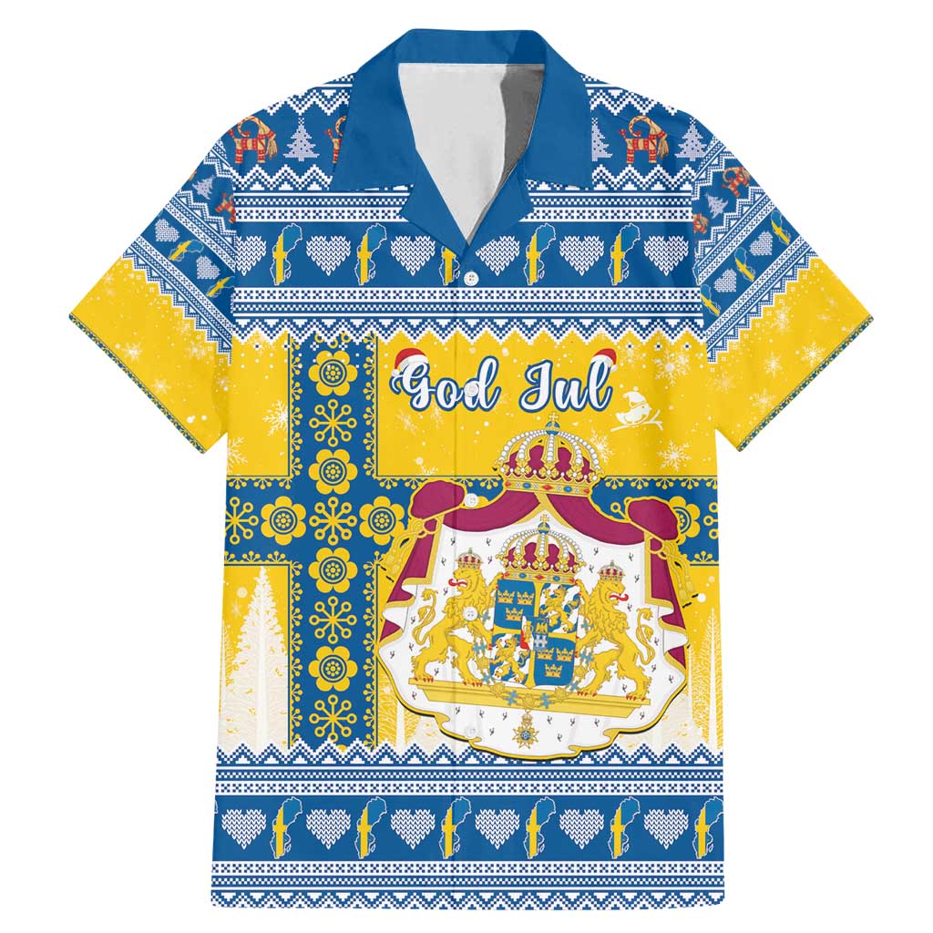 Sweden Christmas Family Matching Mermaid Dress and Hawaiian Shirt Coat Of Arms - Scandinavian Pattern - Wonder Print Shop