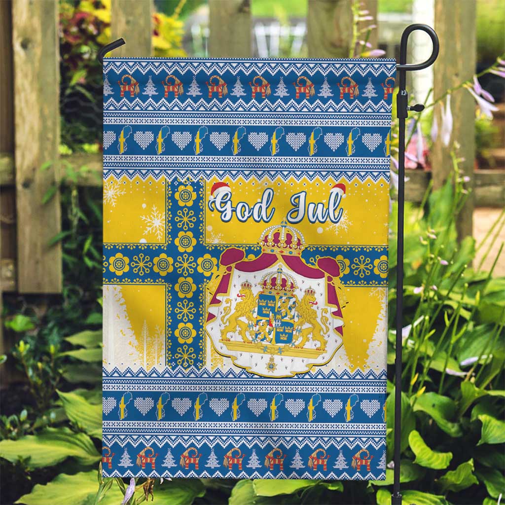 Sweden Christmas Garden Flag Coat Of Arms - Scandinavian Pattern - Wonder Print Shop