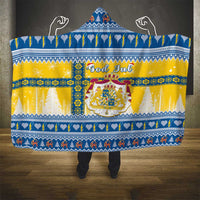 Sweden Christmas Hooded Blanket Coat Of Arms - Scandinavian Pattern