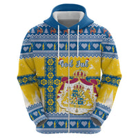 Sweden Christmas Hoodie Coat Of Arms - Scandinavian Pattern - Wonder Print Shop