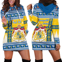 Sweden Christmas Hoodie Dress Coat Of Arms - Scandinavian Pattern - Wonder Print Shop