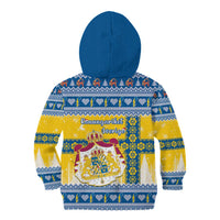 Sweden Christmas Kid Hoodie Coat Of Arms - Scandinavian Pattern - Wonder Print Shop