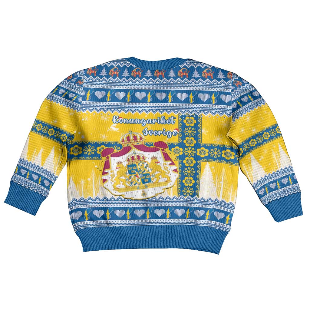 Sweden Christmas Kid Ugly Christmas Sweater Coat Of Arms - Scandinavian Pattern - Wonder Print Shop