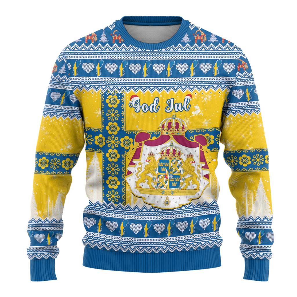 Sweden Christmas Ugly Christmas Sweater Coat Of Arms - Scandinavian Pattern - Wonder Print Shop