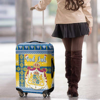 Sweden Christmas Luggage Cover Coat Of Arms - Scandinavian Pattern - Wonder Print Shop