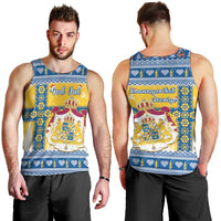 Sweden Christmas Men Tank Top Coat Of Arms - Scandinavian Pattern - Wonder Print Shop