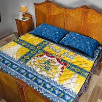 Sweden Christmas Quilt Bed Set Coat Of Arms - Scandinavian Pattern - Wonder Print Shop