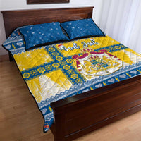 Sweden Christmas Quilt Bed Set Coat Of Arms - Scandinavian Pattern - Wonder Print Shop