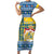 Sweden Christmas Short Sleeve Bodycon Dress Coat Of Arms - Scandinavian Pattern - Wonder Print Shop
