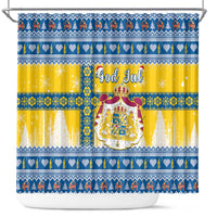 Sweden Christmas Shower Curtain Coat Of Arms - Scandinavian Pattern