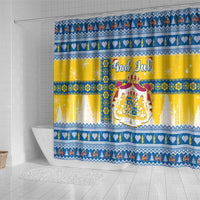 Sweden Christmas Shower Curtain Coat Of Arms - Scandinavian Pattern