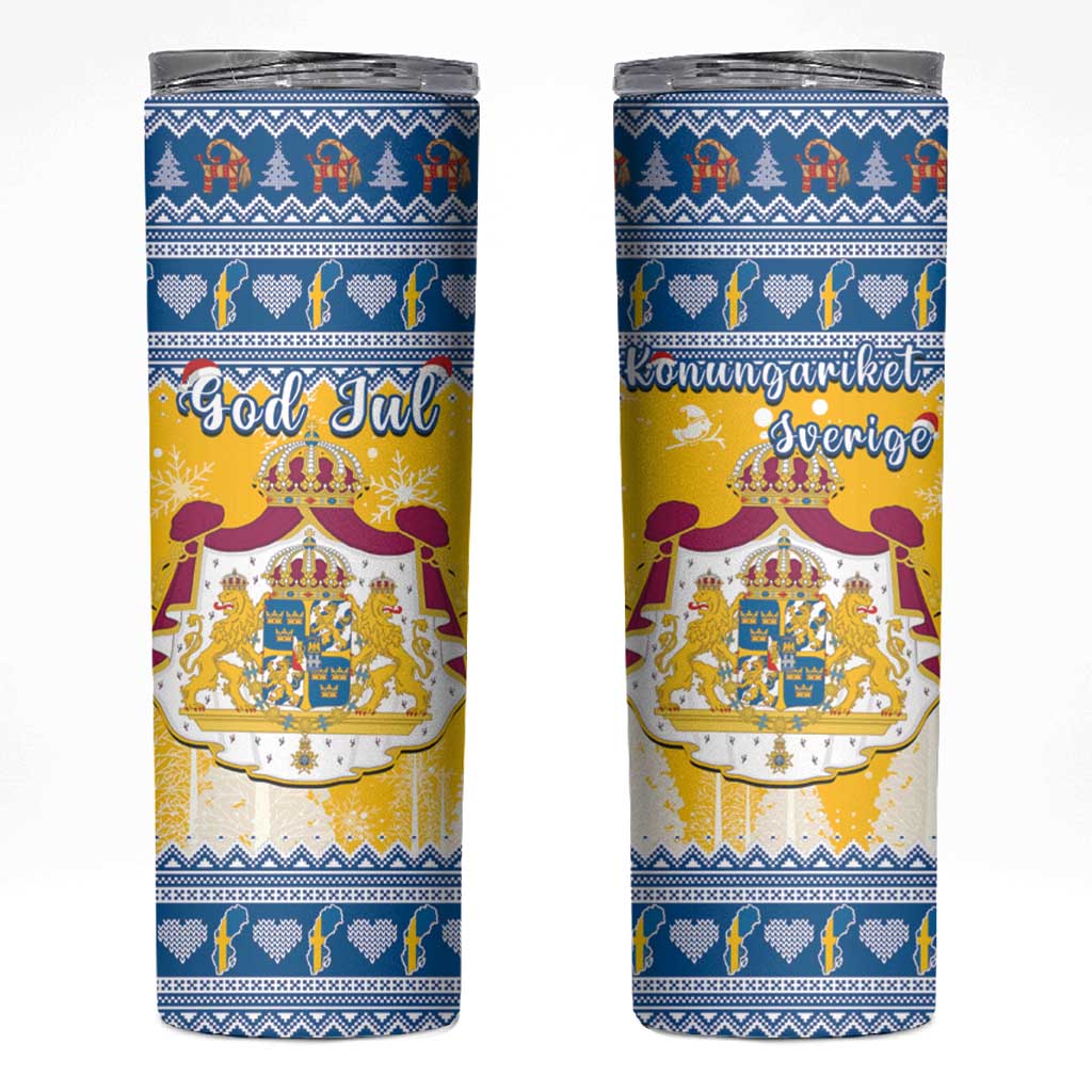 Sweden Christmas Skinny Tumbler Coat Of Arms - Scandinavian Pattern - Wonder Print Shop