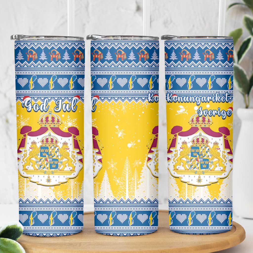 Sweden Christmas Skinny Tumbler Coat Of Arms - Scandinavian Pattern - Wonder Print Shop