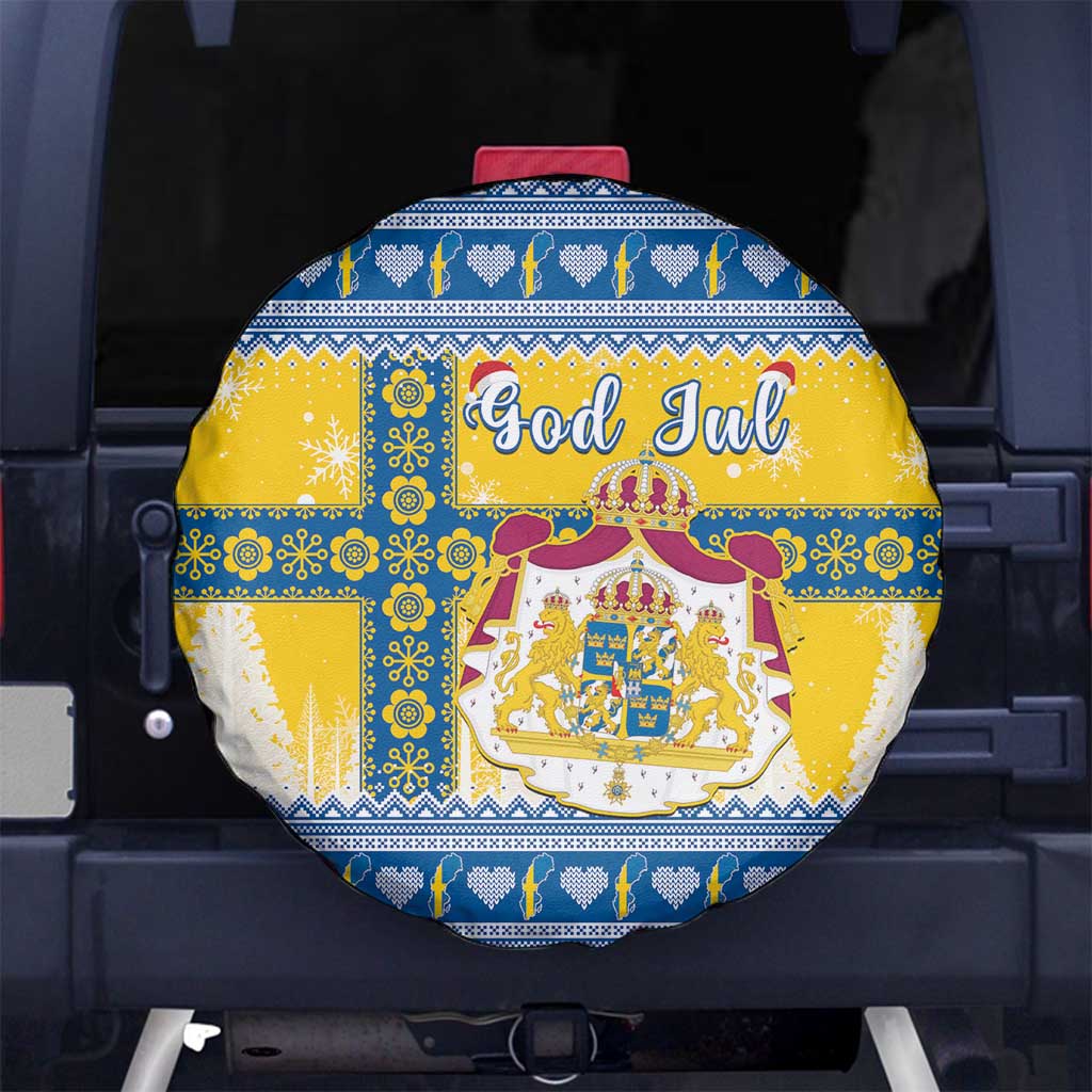 Sweden Christmas Spare Tire Cover Coat Of Arms - Scandinavian Pattern - Wonder Print Shop