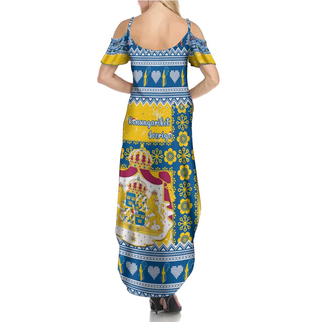 Sweden Christmas Summer Maxi Dress Coat Of Arms - Scandinavian Pattern - Wonder Print Shop