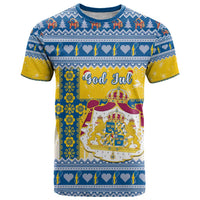 Sweden Christmas T Shirt Coat Of Arms - Scandinavian Pattern - Wonder Print Shop