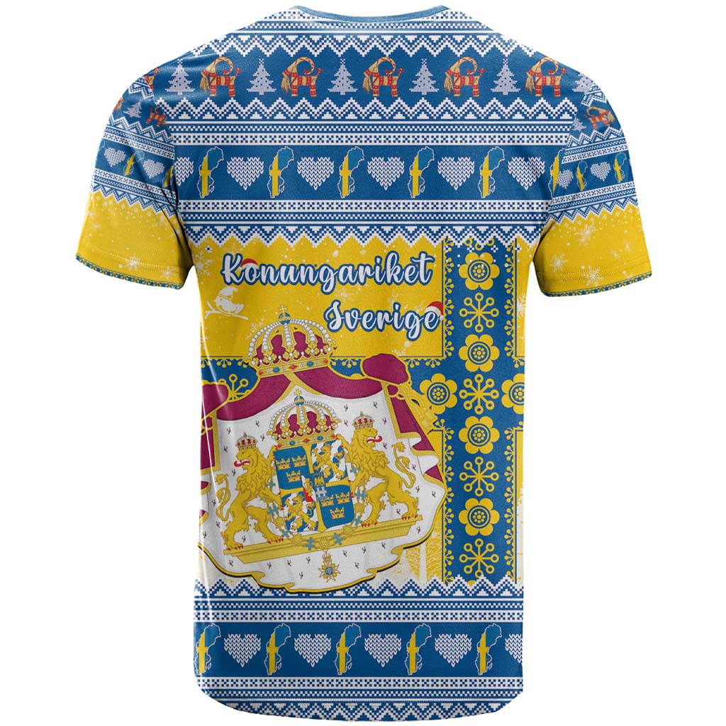 Sweden Christmas T Shirt Coat Of Arms - Scandinavian Pattern - Wonder Print Shop