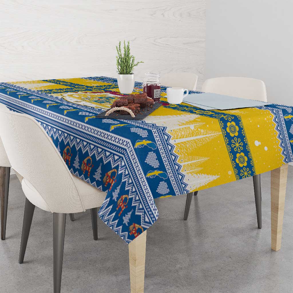 Sweden Christmas Tablecloth Coat Of Arms - Scandinavian Pattern - Wonder Print Shop