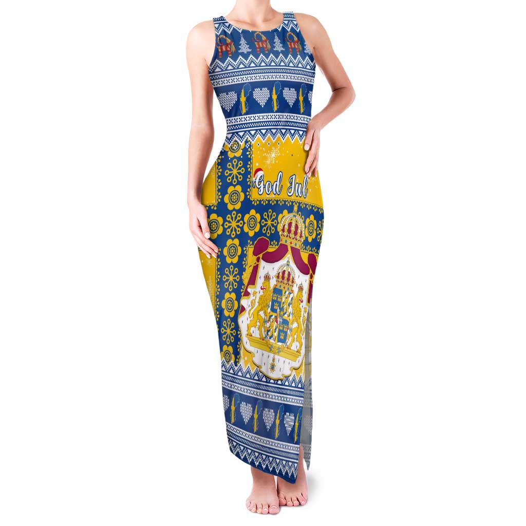 Sweden Christmas Tank Maxi Dress Coat Of Arms - Scandinavian Pattern - Wonder Print Shop
