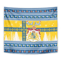 Sweden Christmas Tapestry Coat Of Arms - Scandinavian Pattern - Wonder Print Shop