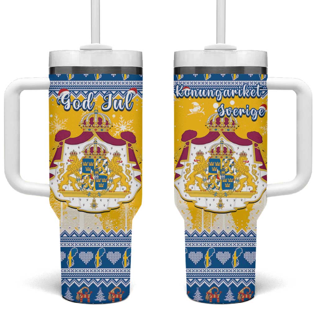 Sweden Christmas Tumbler With Handle Coat Of Arms - Scandinavian Pattern - Wonder Print Shop