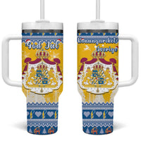 Sweden Christmas Tumbler With Handle Coat Of Arms - Scandinavian Pattern - Wonder Print Shop