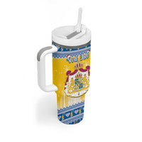 Sweden Christmas Tumbler With Handle Coat Of Arms - Scandinavian Pattern - Wonder Print Shop