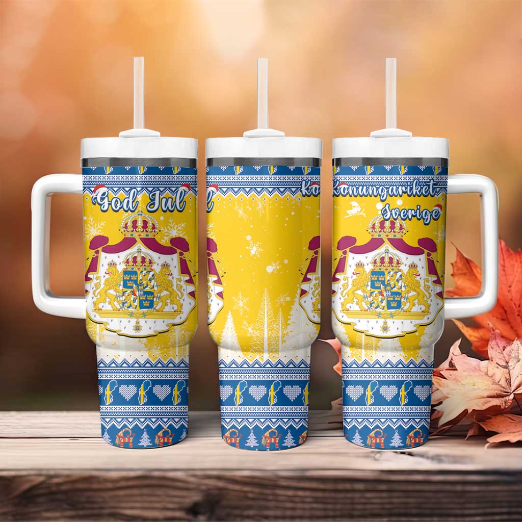 Sweden Christmas Tumbler With Handle Coat Of Arms - Scandinavian Pattern - Wonder Print Shop