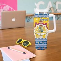 Sweden Christmas Tumbler With Handle Coat Of Arms - Scandinavian Pattern - Wonder Print Shop