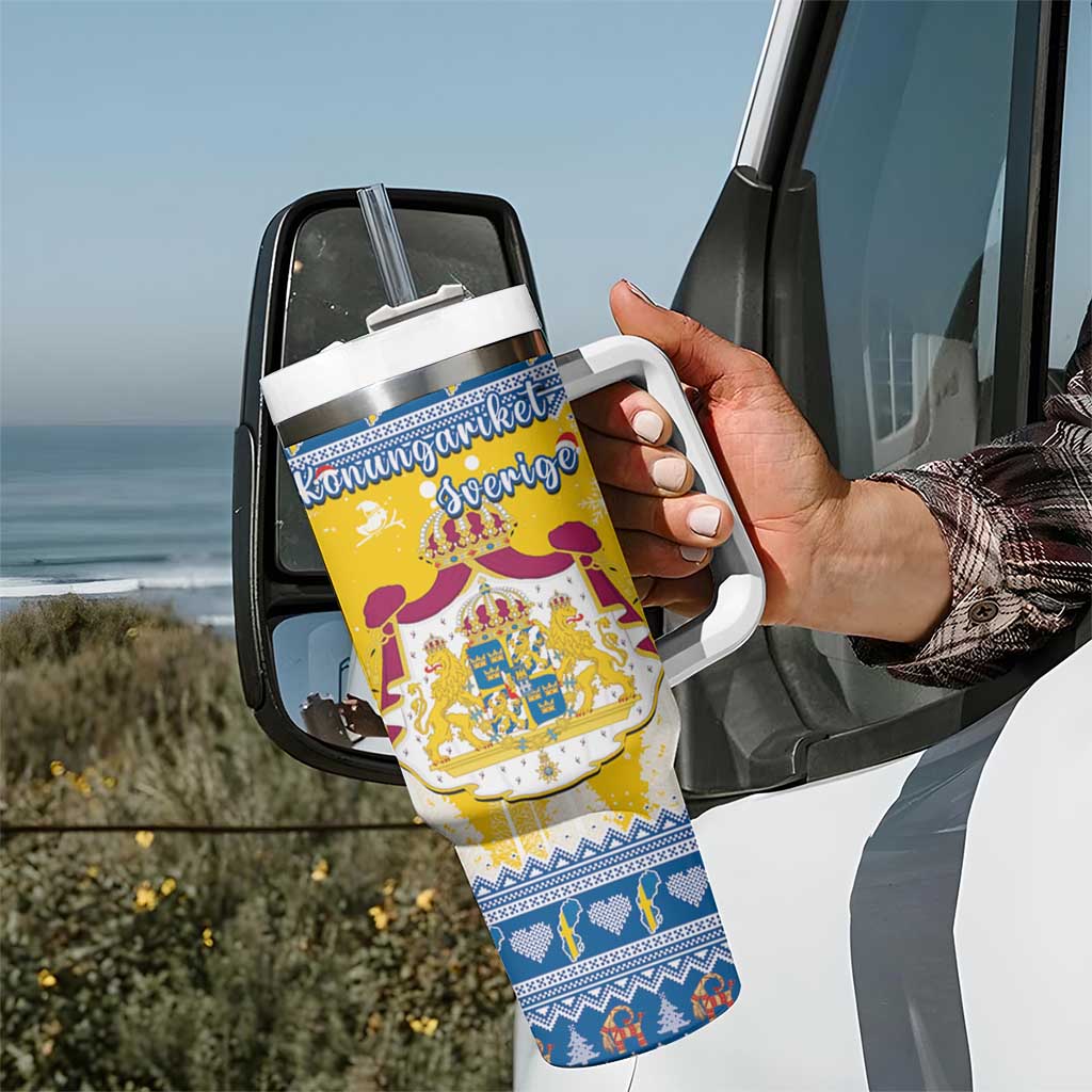 Sweden Christmas Tumbler With Handle Coat Of Arms - Scandinavian Pattern - Wonder Print Shop