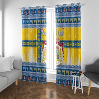 Sweden Christmas Window Curtain Coat Of Arms - Scandinavian Pattern - Wonder Print Shop