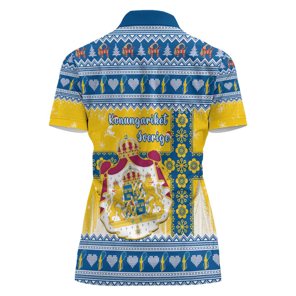 Sweden Christmas Women Polo Shirt Coat Of Arms - Scandinavian Pattern - Wonder Print Shop