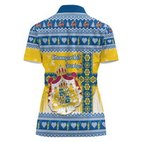 Sweden Christmas Women Polo Shirt Coat Of Arms - Scandinavian Pattern - Wonder Print Shop