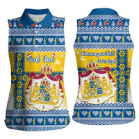 Sweden Christmas Women Sleeveless Polo Shirt Coat Of Arms - Scandinavian Pattern - Wonder Print Shop