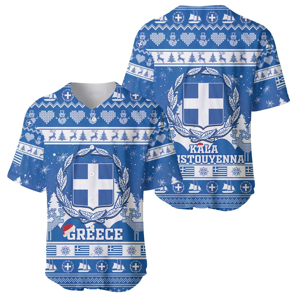 Greece Christmas Baseball Jersey Coat Of Arms Kala Cristouyenna - Wonder Print Shop