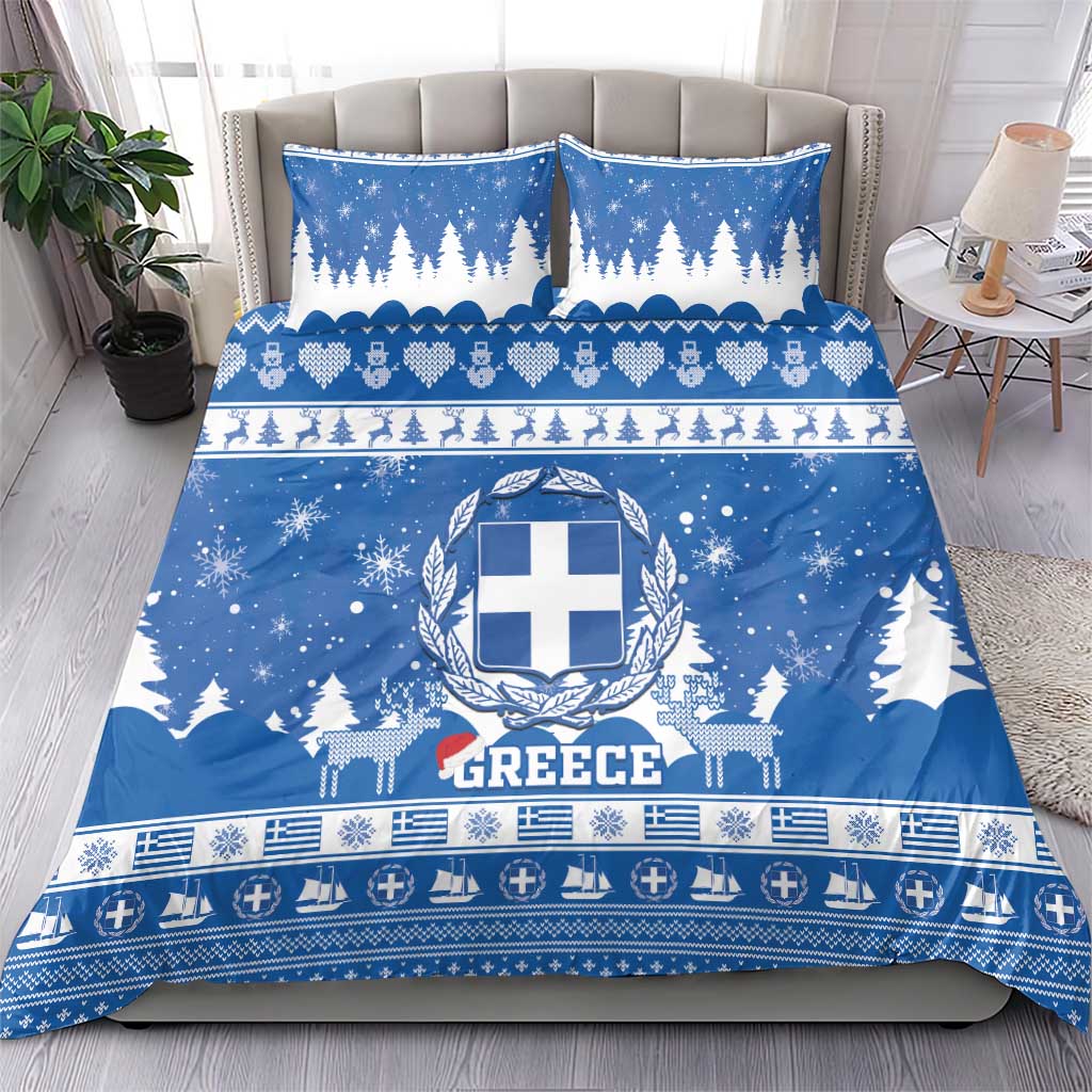 Greece Christmas Bedding Set Coat Of Arms Kala Cristouyenna - Wonder Print Shop