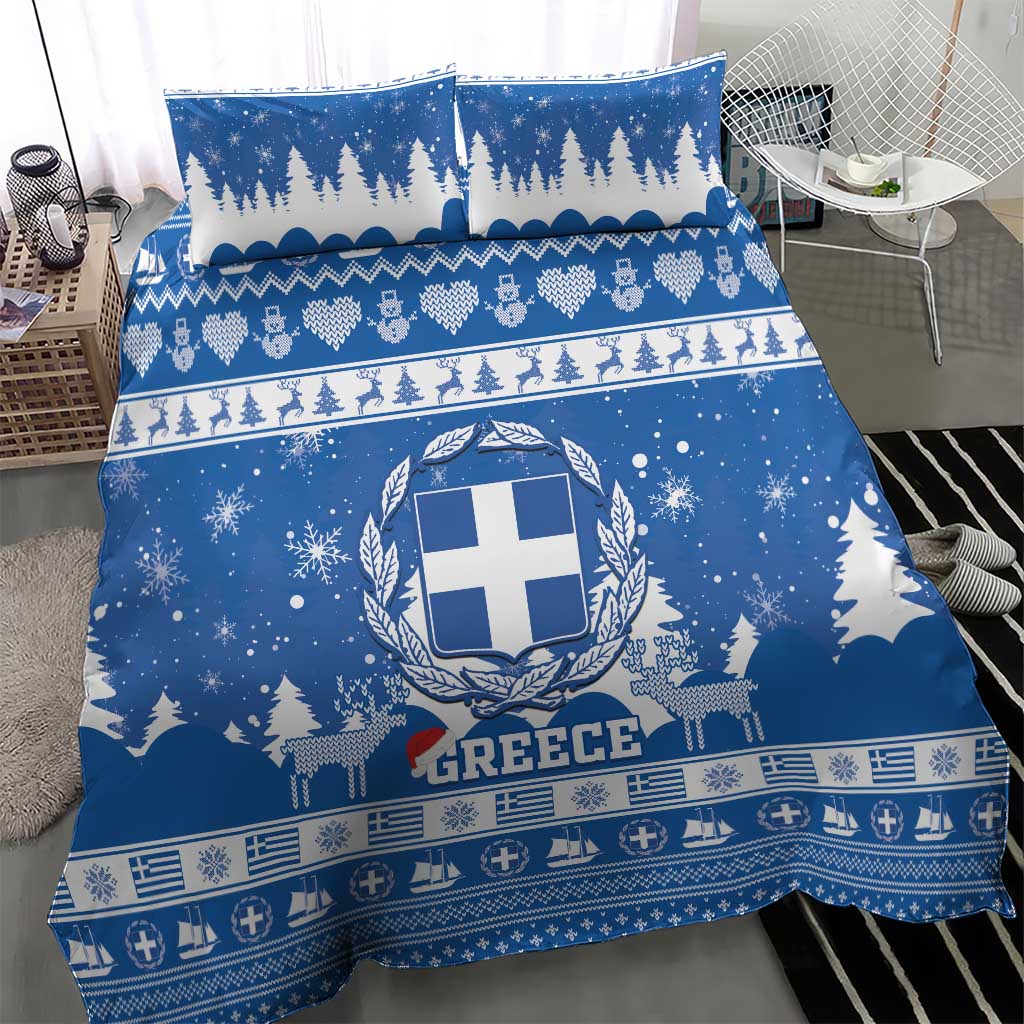 Greece Christmas Bedding Set Coat Of Arms Kala Cristouyenna - Wonder Print Shop