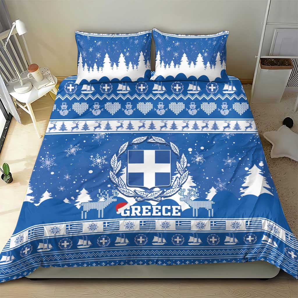 Greece Christmas Bedding Set Coat Of Arms Kala Cristouyenna - Wonder Print Shop