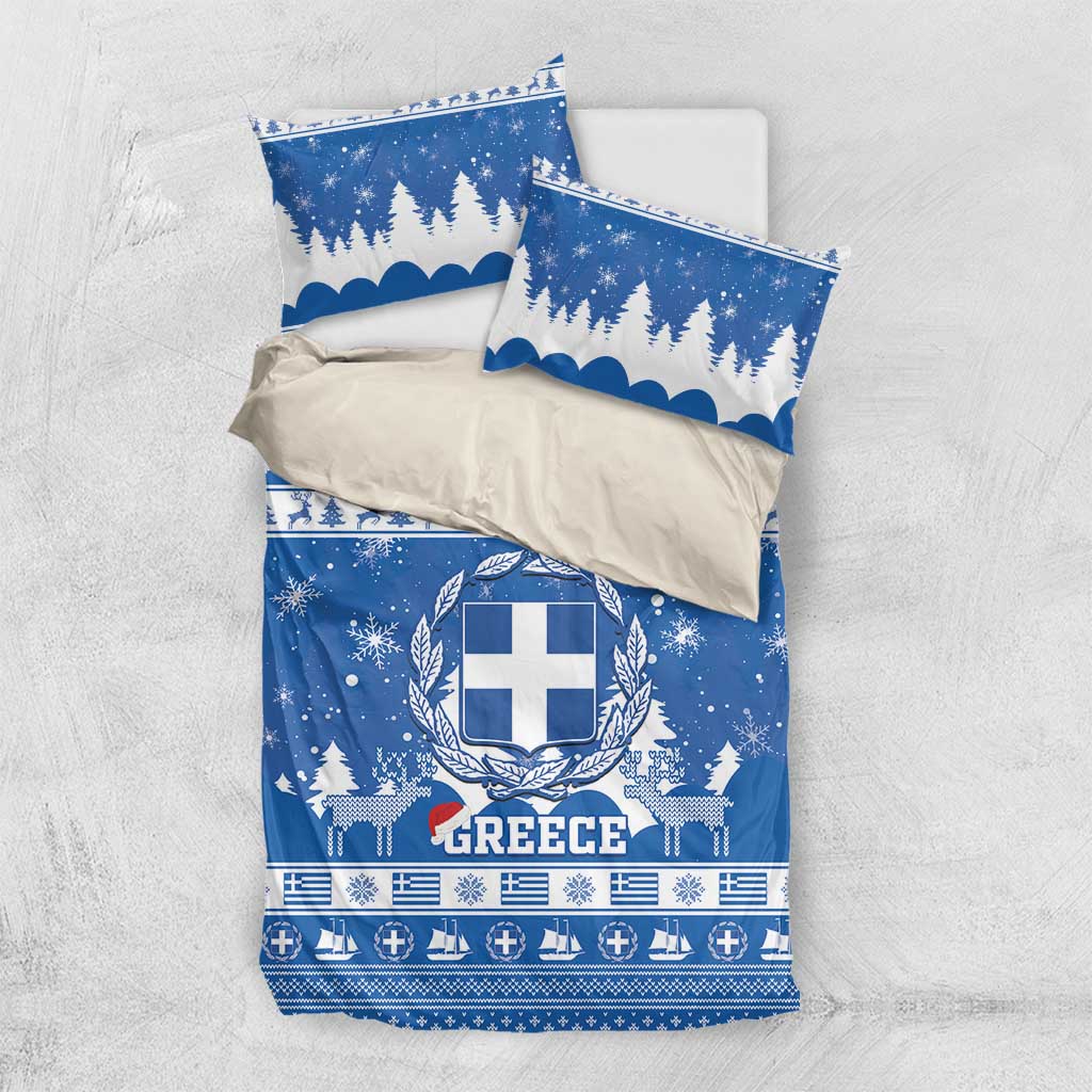 Greece Christmas Bedding Set Coat Of Arms Kala Cristouyenna - Wonder Print Shop