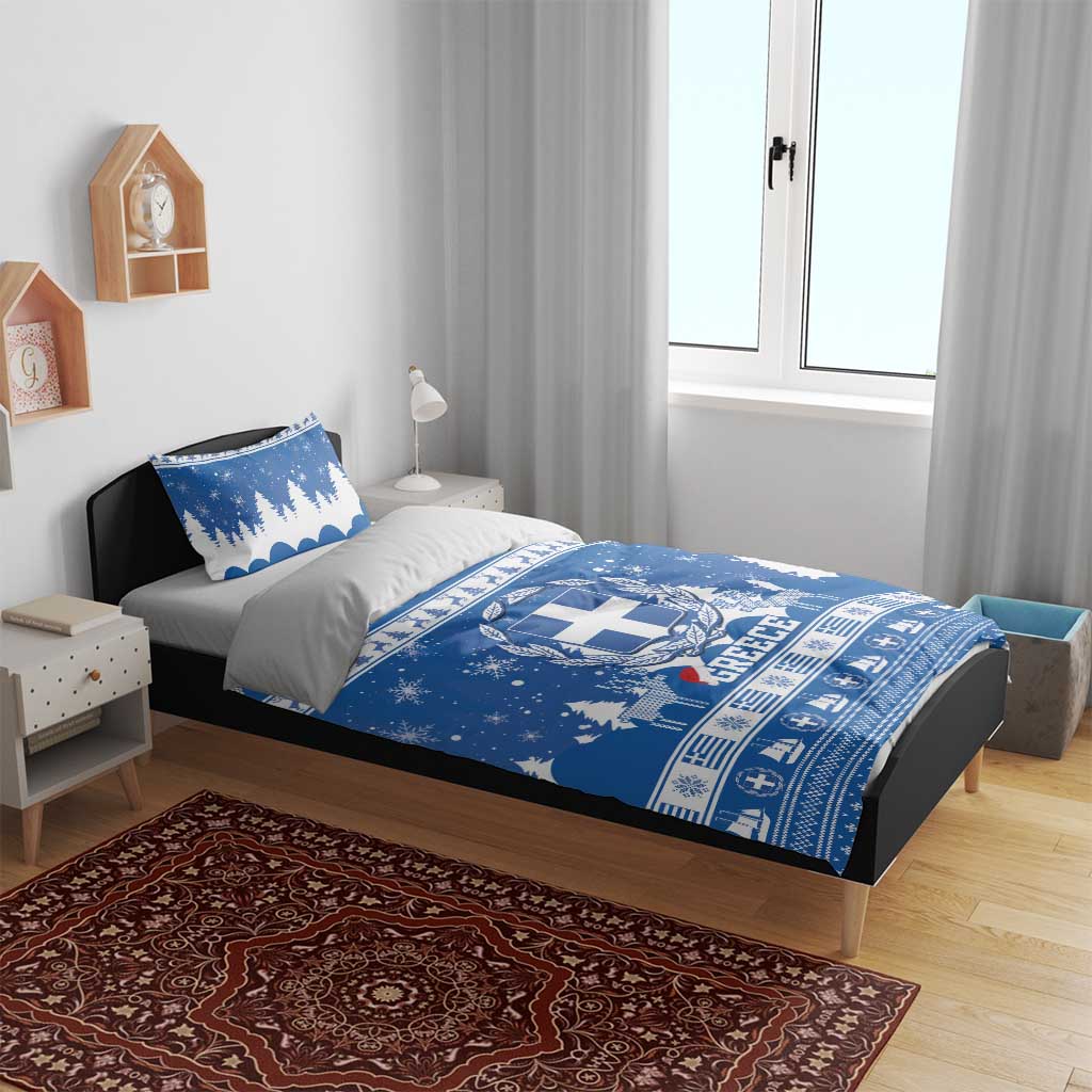 Greece Christmas Bedding Set Coat Of Arms Kala Cristouyenna - Wonder Print Shop