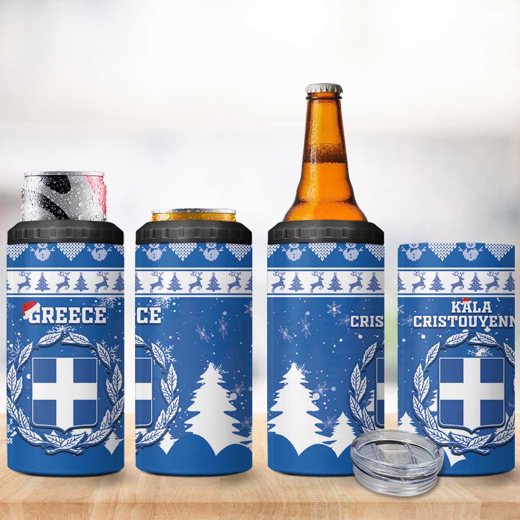 Greece Christmas 4 in 1 Can Cooler Tumbler Coat Of Arms Kala Cristouyenna - Wonder Print Shop