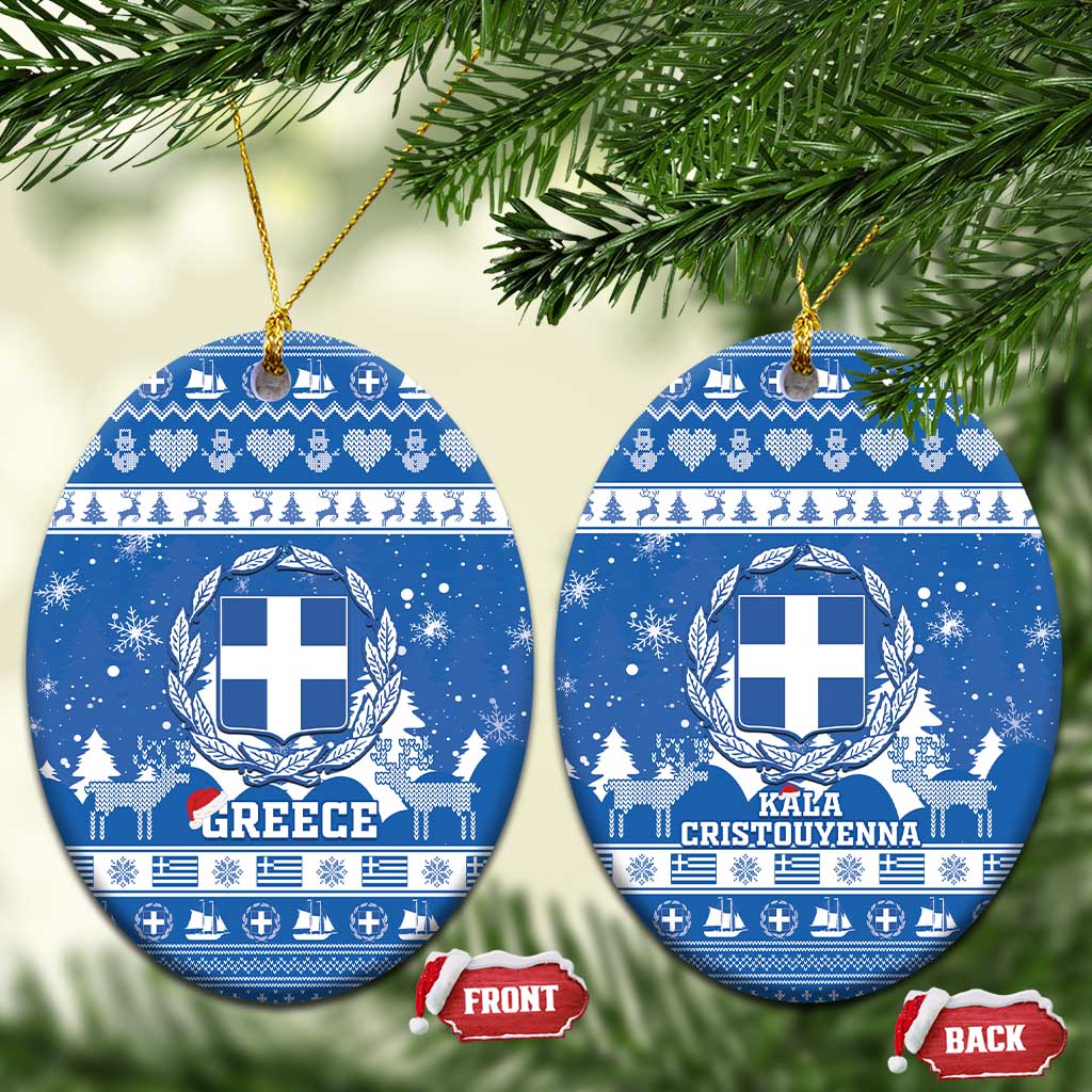 Greece Christmas Ceramic Ornament Coat Of Arms Kala Cristouyenna - Wonder Print Shop