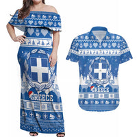 Greece Christmas Couples Matching Off Shoulder Maxi Dress and Hawaiian Shirt Coat Of Arms Kala Cristouyenna - Wonder Print Shop