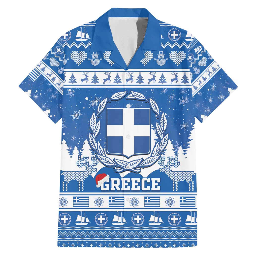 Greece Christmas Family Matching Mermaid Dress and Hawaiian Shirt Coat Of Arms Kala Cristouyenna - Wonder Print Shop